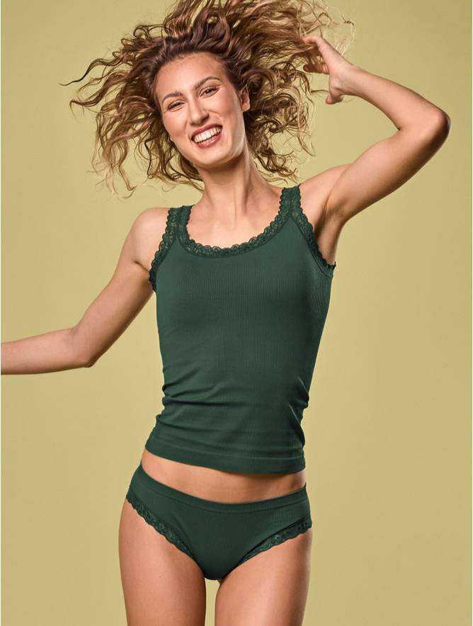 Luigi di Focenza SLIP DONNA PIZZO VERDE SCURO Sottocosto