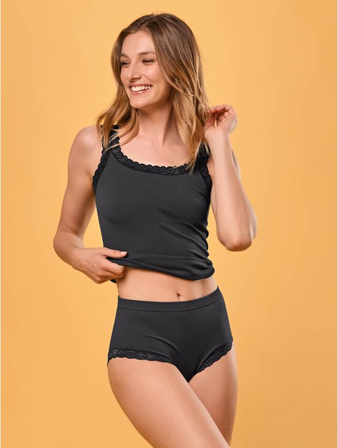 Luigi di Focenza SLIP DONNA MIDI PIZZO NERO Vendite Flash