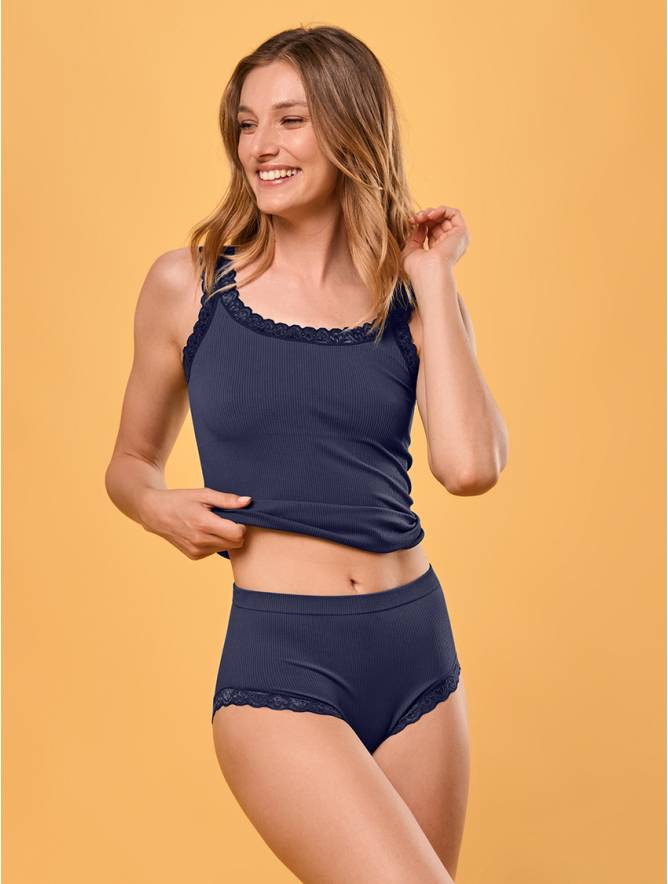 Luigi di Focenza SLIP DONNA MIDI PIZZO BLU Moda