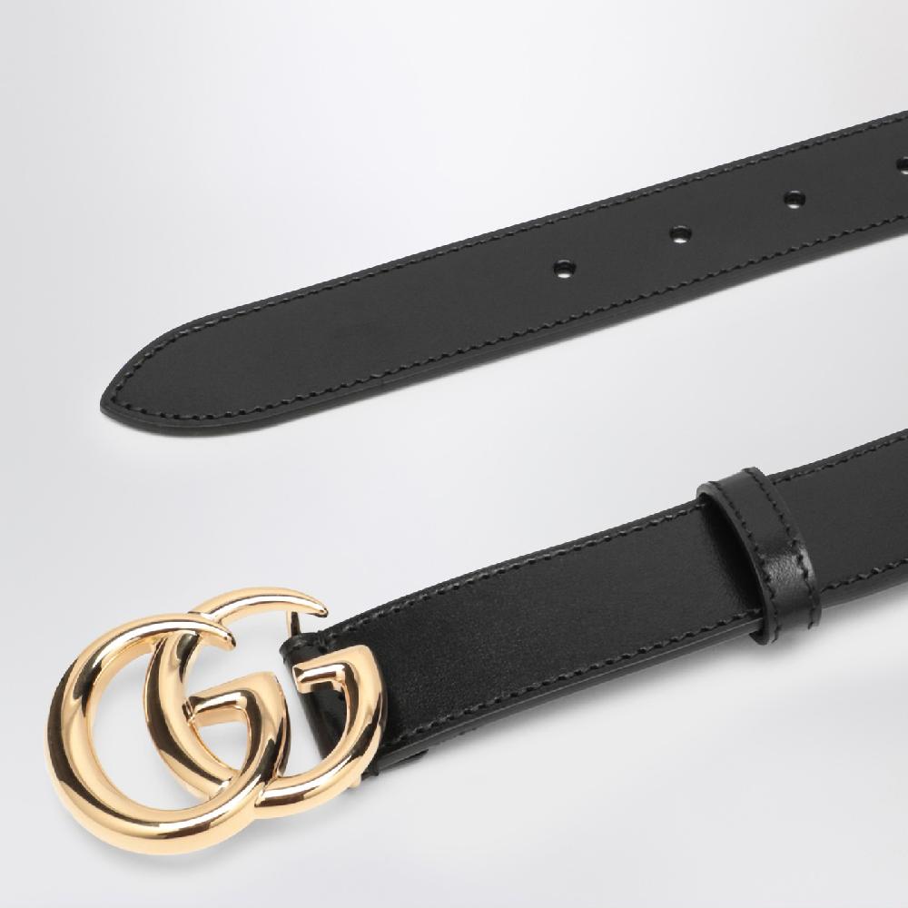 GUCCI Cintura nera con fibbia Doppia GG Convenienza