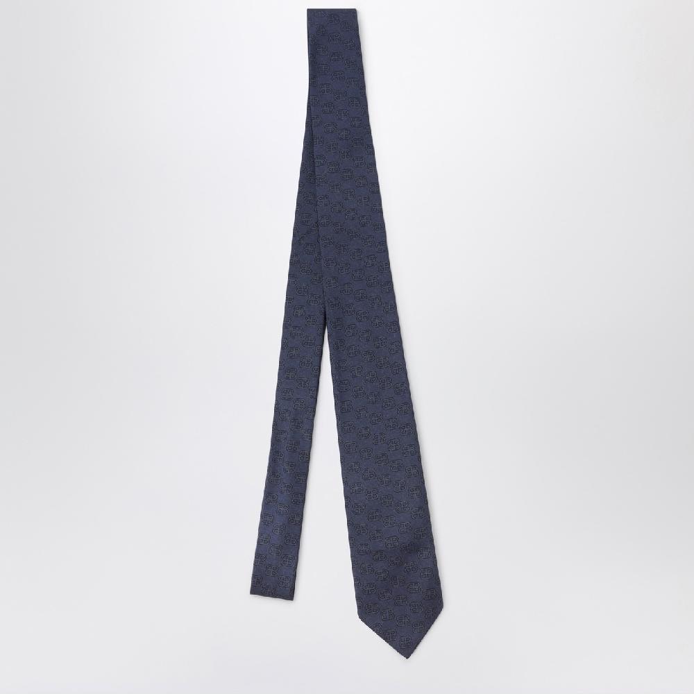 Balenciaga Cravatta sky blu con stampa BB Qualità