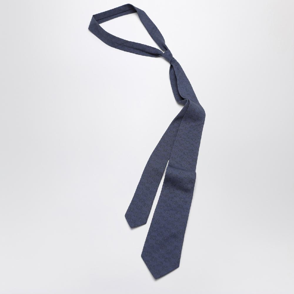 Balenciaga Cravatta sky blu con stampa BB Qualità