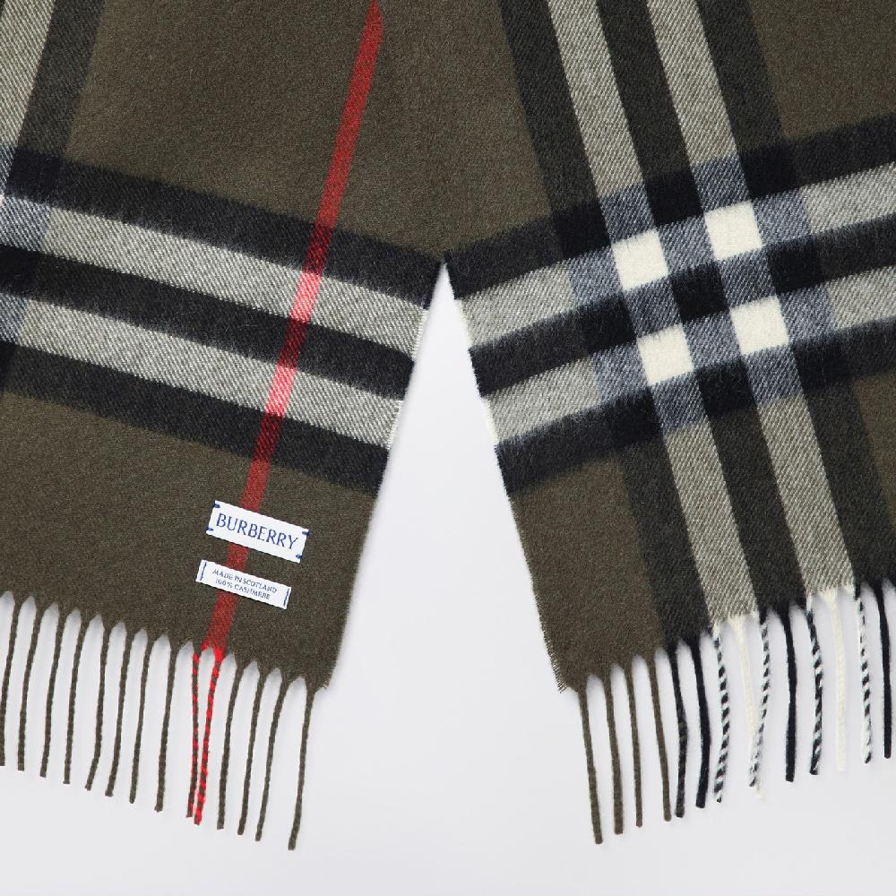 Burberry Sciarpa verde scura motivo Check in cashmere Soddisfazione Garantita