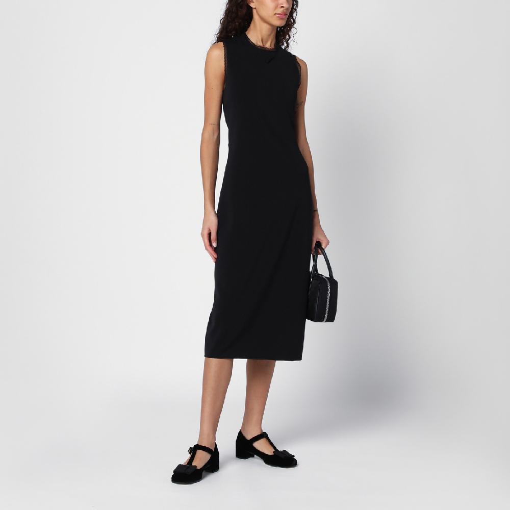 Prada Abito midi nero con dettagli in pizzo Offerta