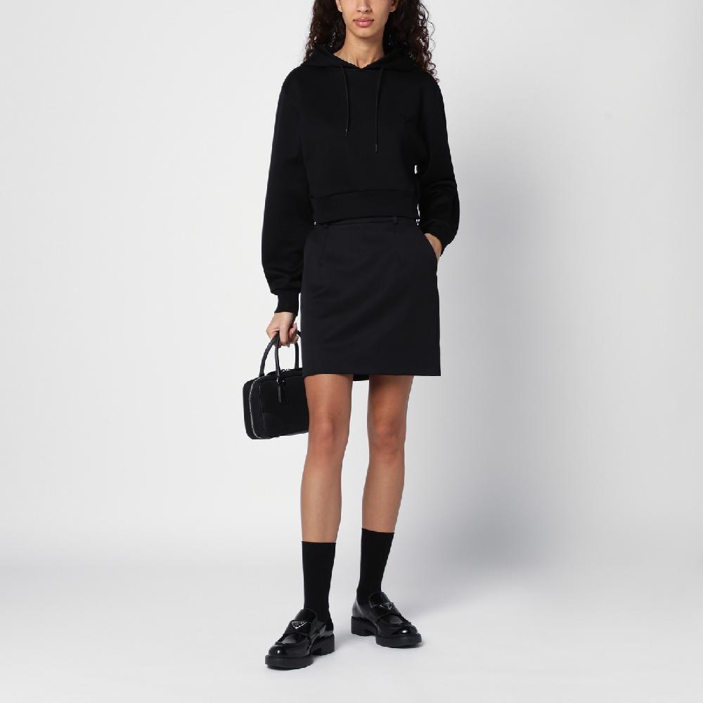 Prada Felpa con cappuccio nera con triangolo logo Outlet