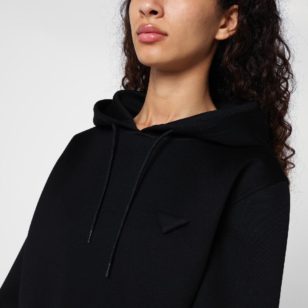 Prada Felpa con cappuccio nera con triangolo logo Outlet