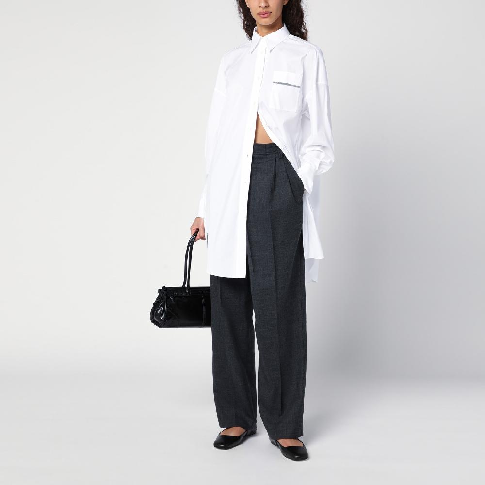 Brunello Cucinelli Camicia lunga bianca con Shiny Pocket Detail In Vendita