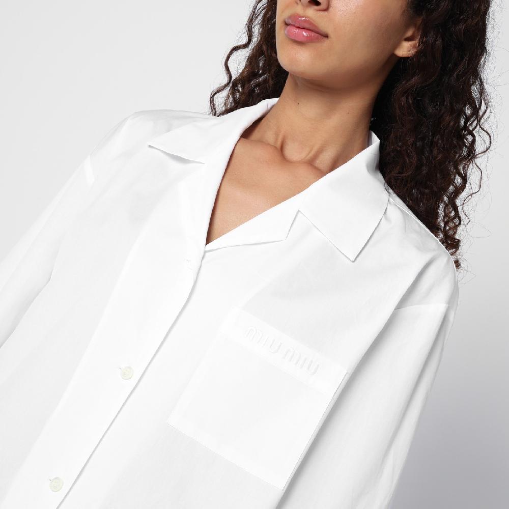Miu Miu Camicia bianca in popeline con tasche Offerte