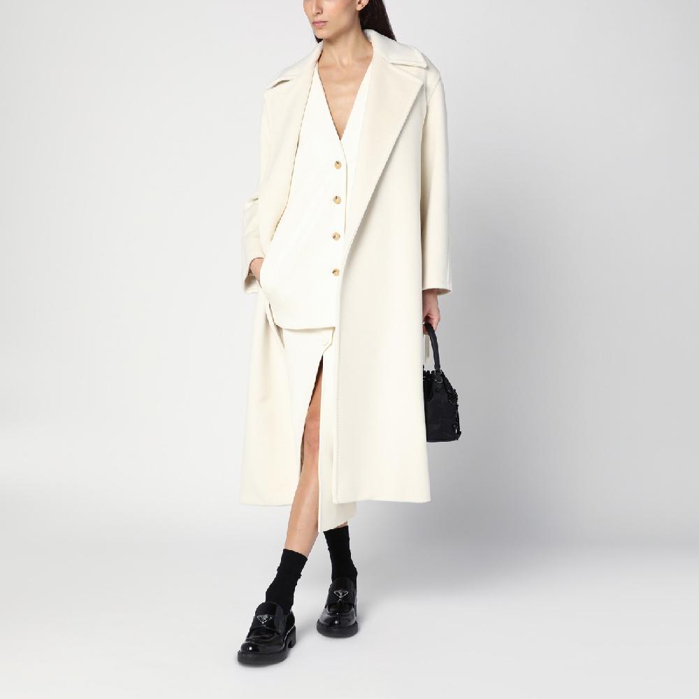 Max Mara Cappotto vestaglia bianco in misto cashmere Nuova
