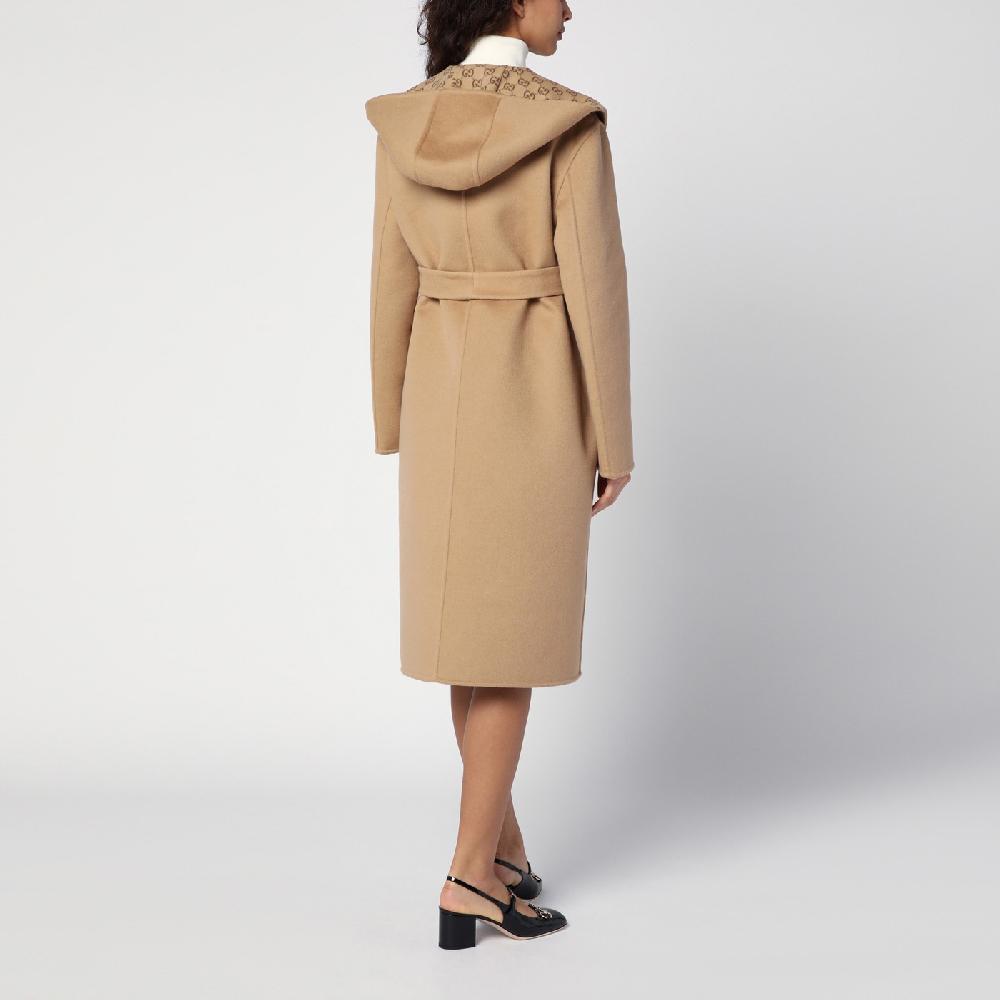 GUCCI Cappotto con cintura reversibile beige In Linea