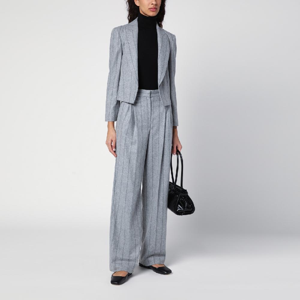 Brunello Cucinelli Pantalone ampio grigio chiaro rigato Promozione