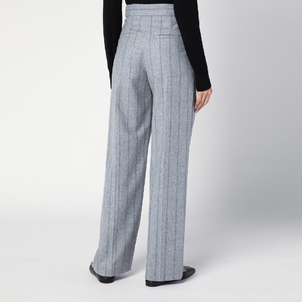 Brunello Cucinelli Pantalone ampio grigio chiaro rigato Promozione