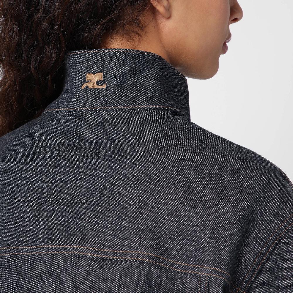 Courru00e8ges Giacca asimmetrica grigia scura in denim Soddisfazione Garantita