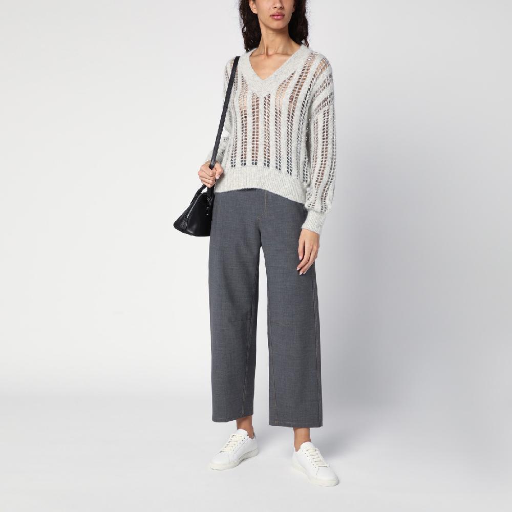 Brunello Cucinelli Pantalone grigio medio in misto lana Promozione Limitata