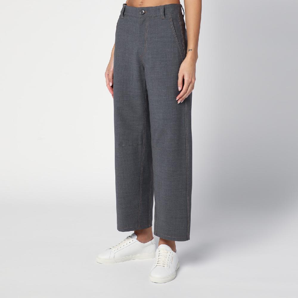 Brunello Cucinelli Pantalone grigio medio in misto lana Promozione Limitata