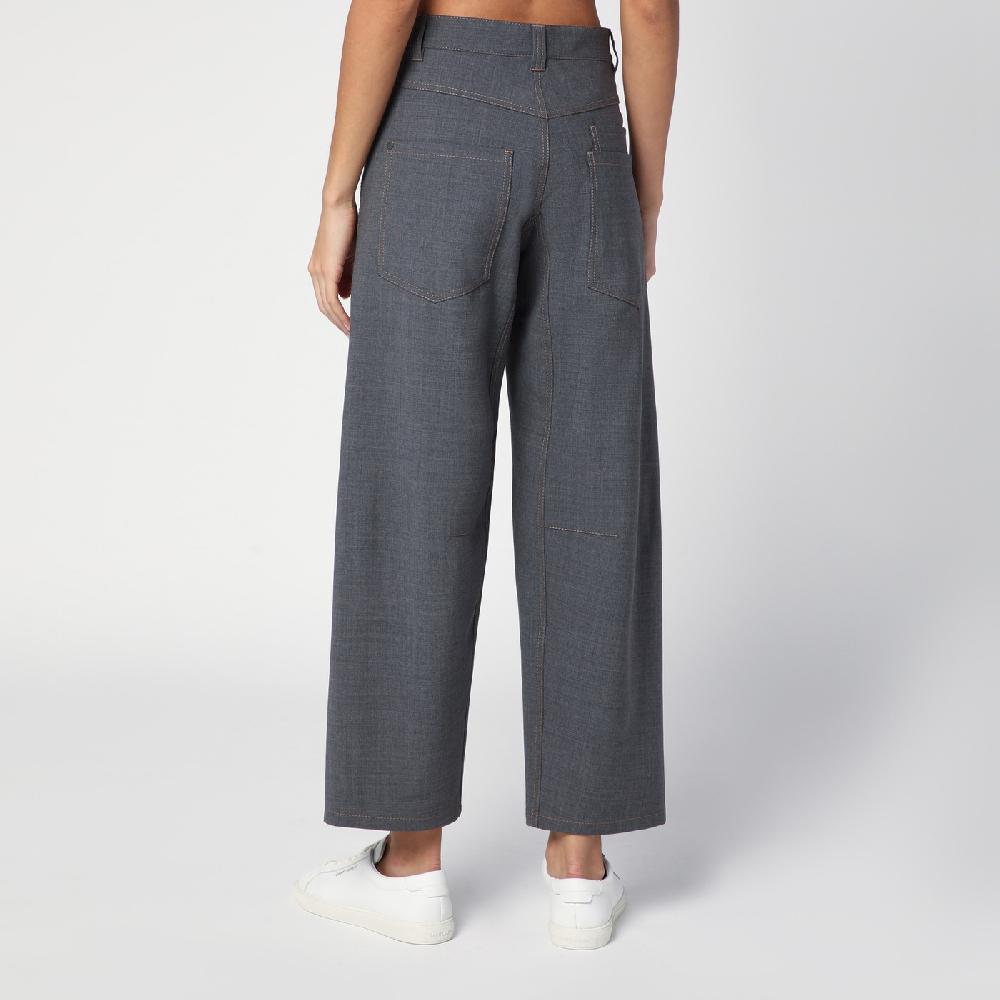 Brunello Cucinelli Pantalone grigio medio in misto lana Promozione Limitata