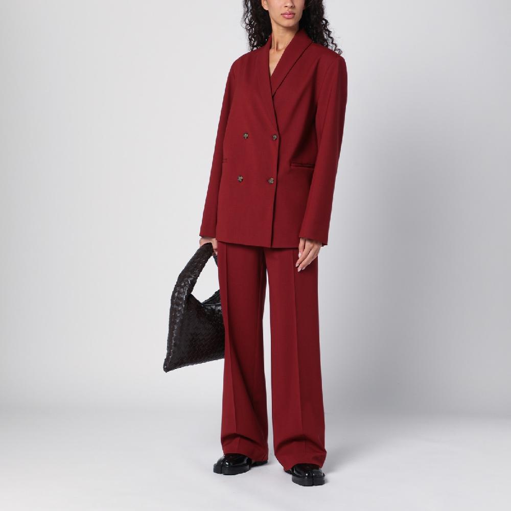 Loulou Studio Pantalone a palazzo in lana bordeaux Prezzo Ridotto