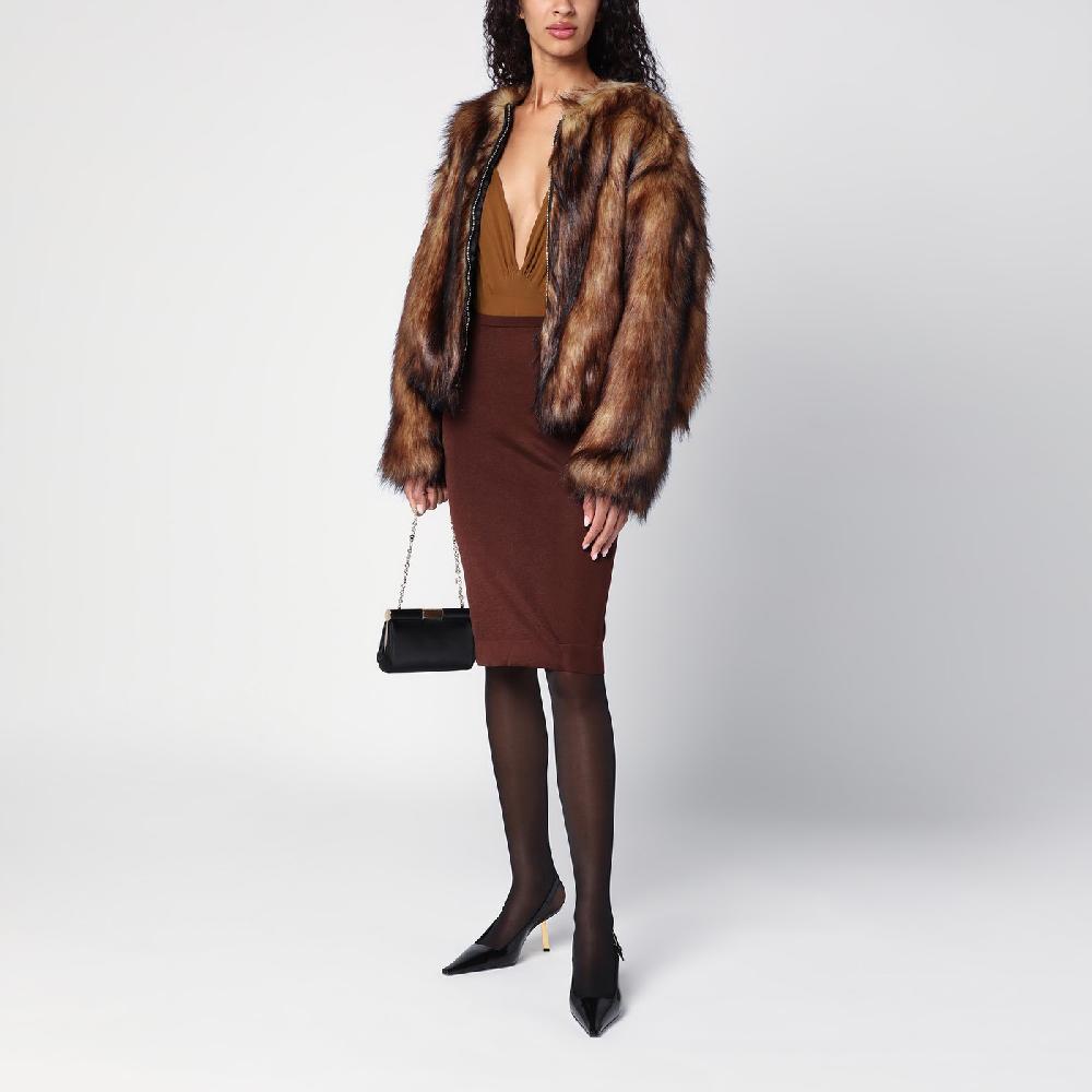 Saint Laurent Gonna midi semitrasparente marrone Sottocosto