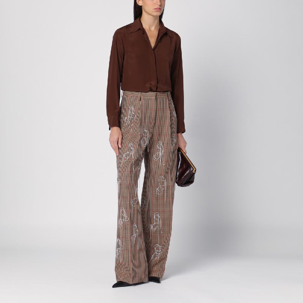 Dries Van Noten Camicia marrone in misto seta Convenienza