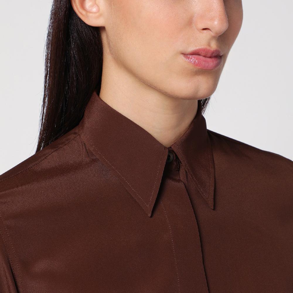 Dries Van Noten Camicia marrone in misto seta Convenienza