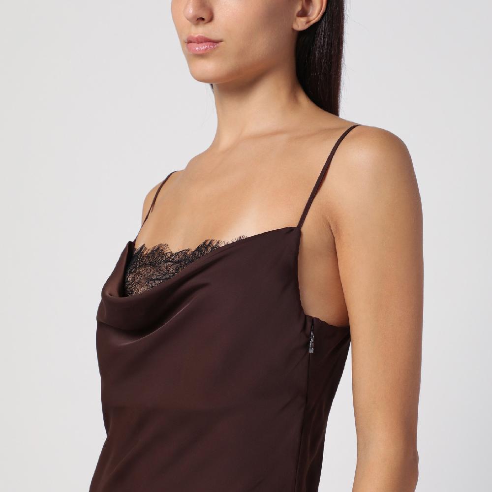 ROTATE Birger Christensen Abito con spalline marrone Sconto