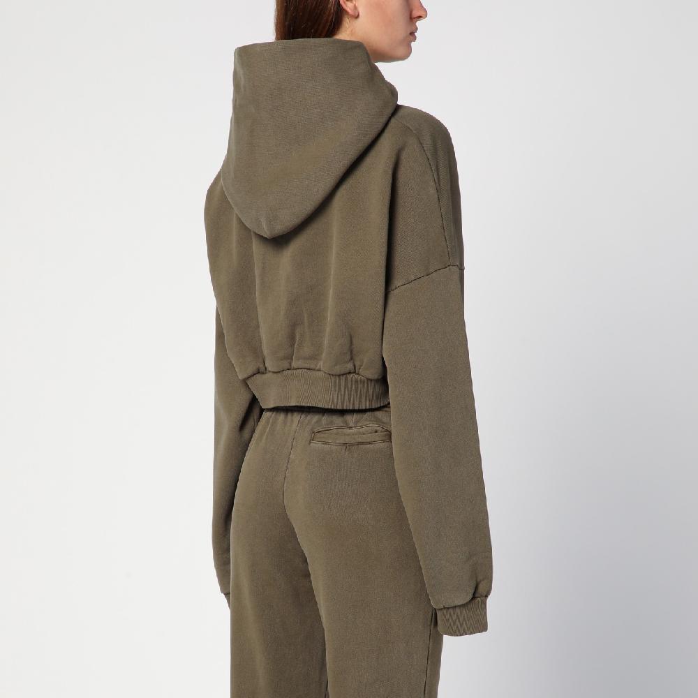 Entire Studios Felpa cropped verde militare in cotone organico 2025