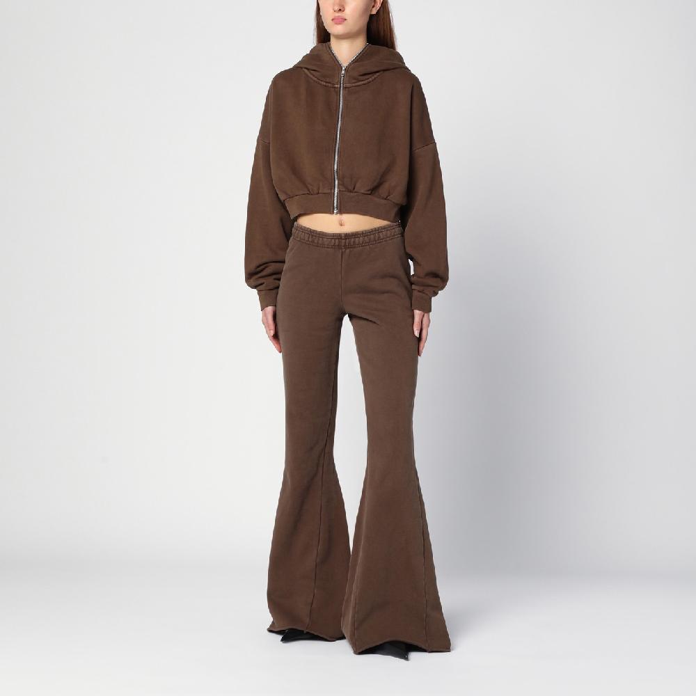 Entire Studios Felpa cropped marrone in cotone organico Spedizione Gratuita