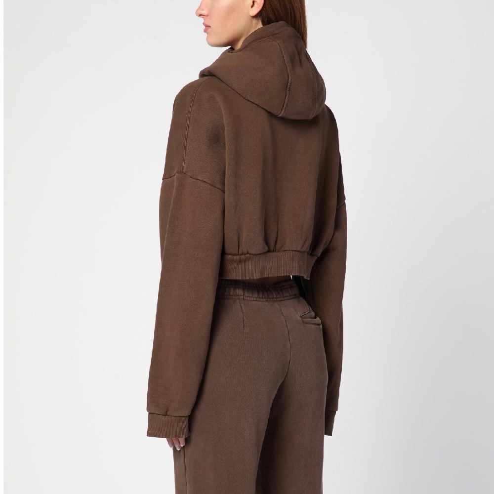 Entire Studios Felpa cropped marrone in cotone organico Spedizione Gratuita