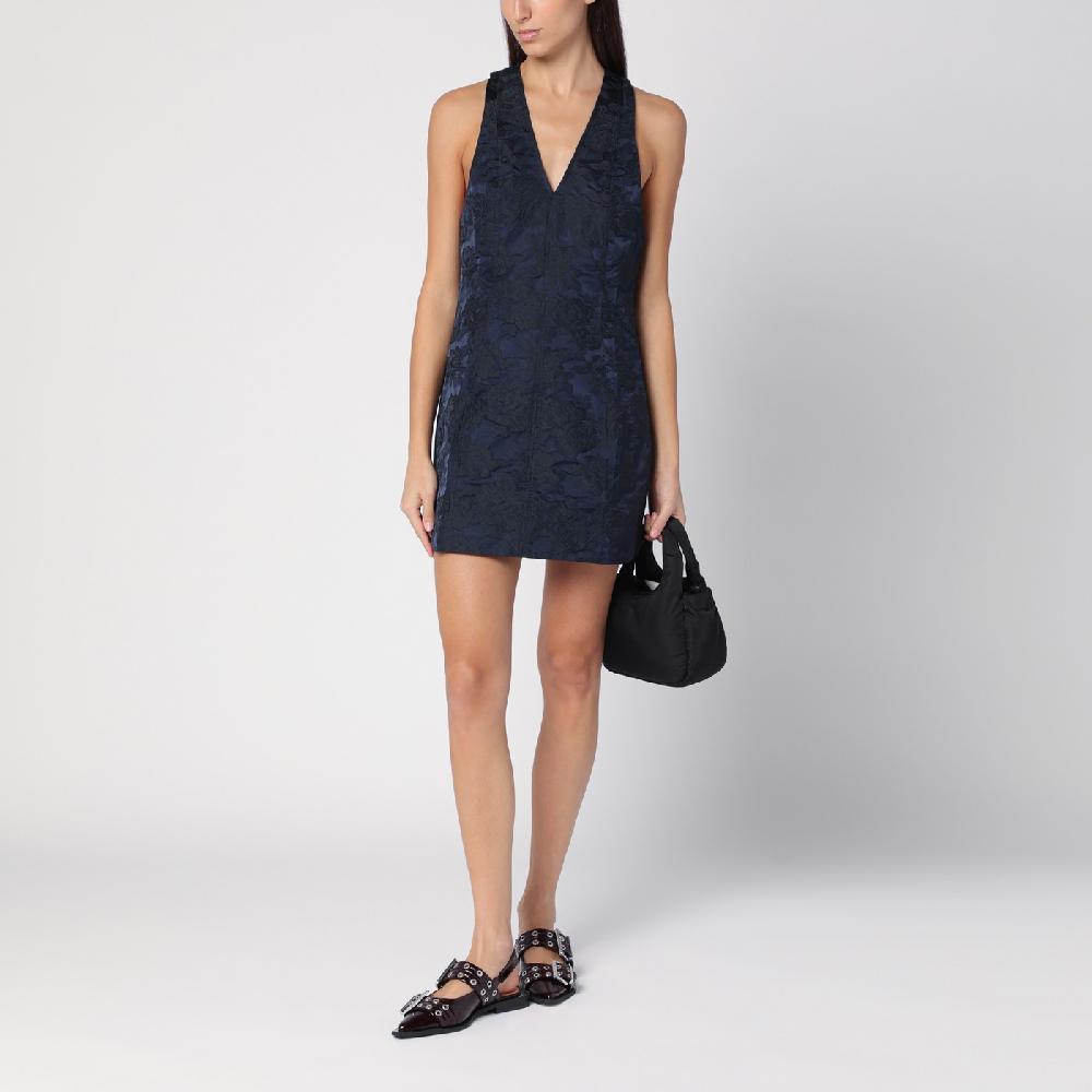 Ganni Mini abito blu navy con dettaglio nodo Consegna Veloce