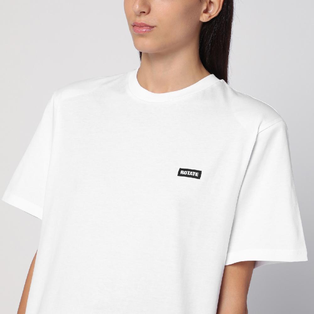 ROTATE Birger Christensen T-shirt bianca in cotone organico Offerta migliore
