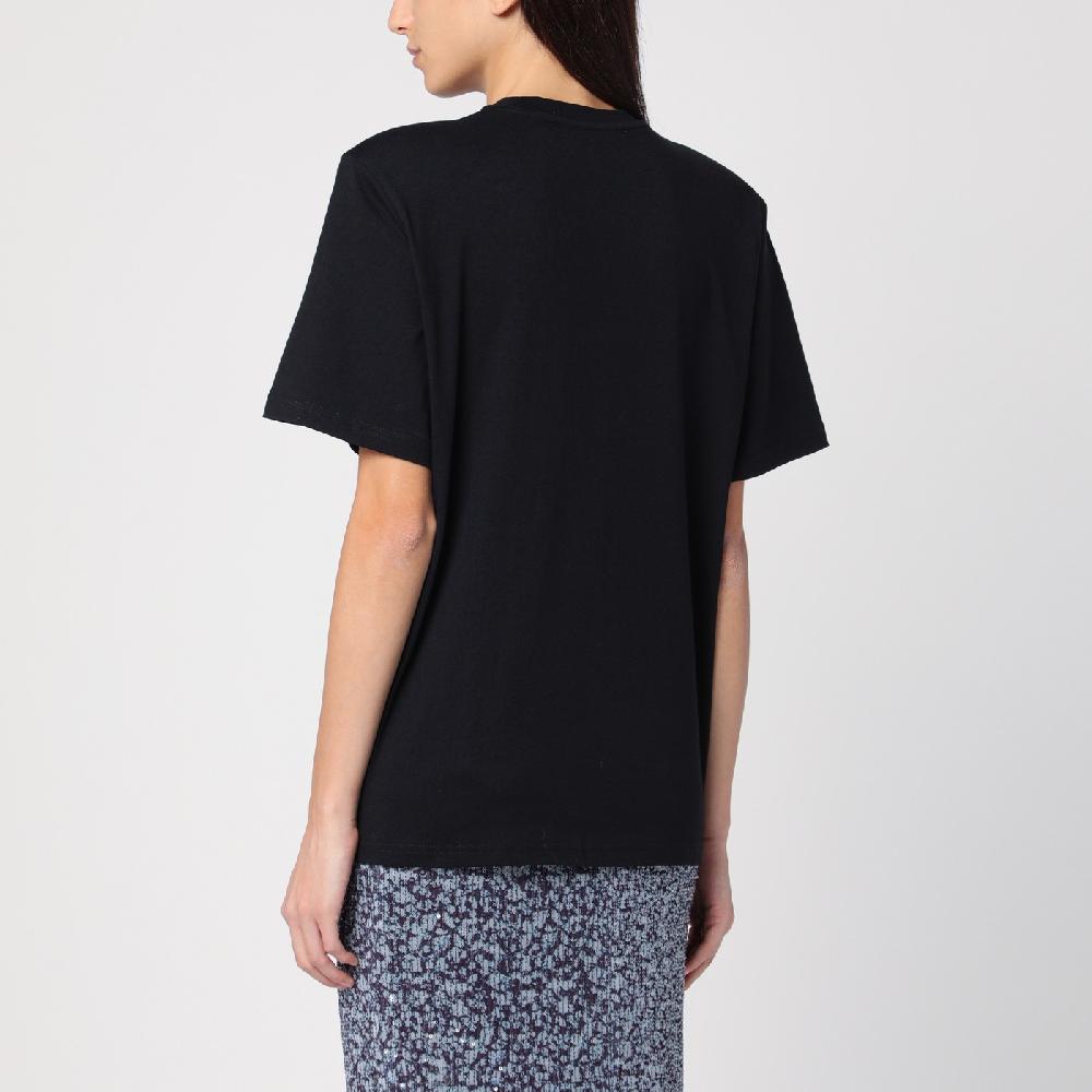 ROTATE Birger Christensen T-shirt nera in cotone organico Shopping Online