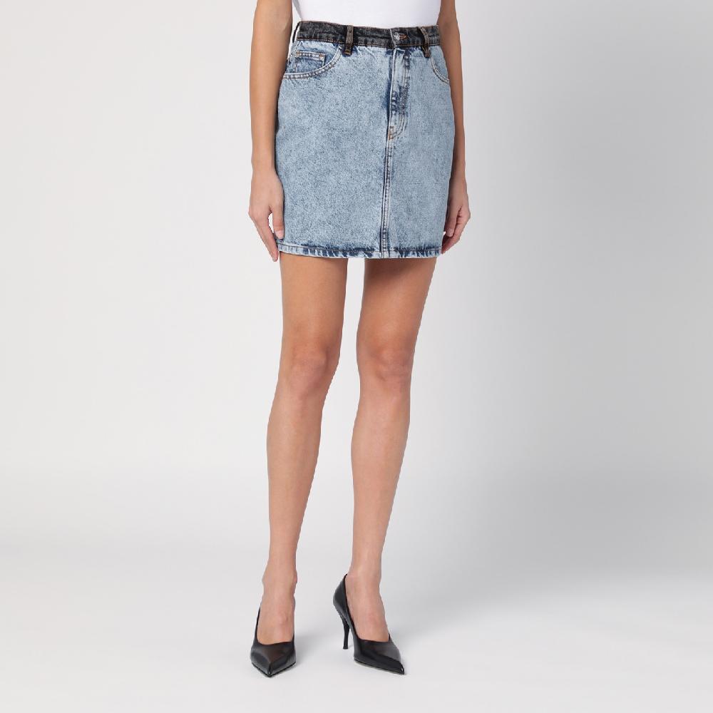 ROTATE Birger Christensen Mini gonna patchwork in denim organico Affare Del Giorno