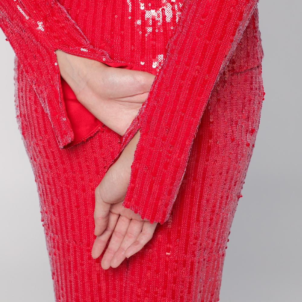 ROTATE Birger Christensen Maglia rossa con micro paillette Sottocosto