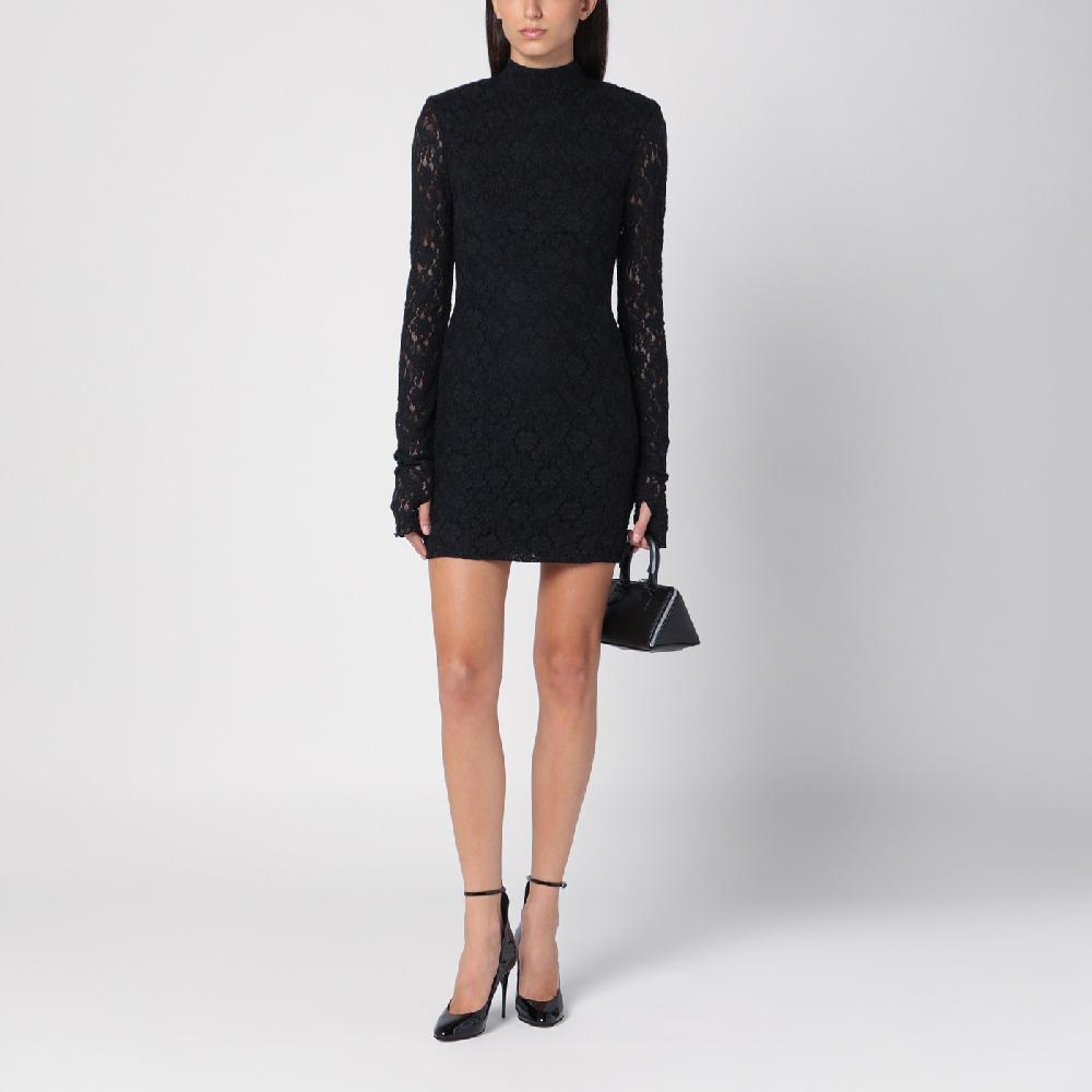 ROTATE Birger Christensen Mini abito nero in pizzo Novità