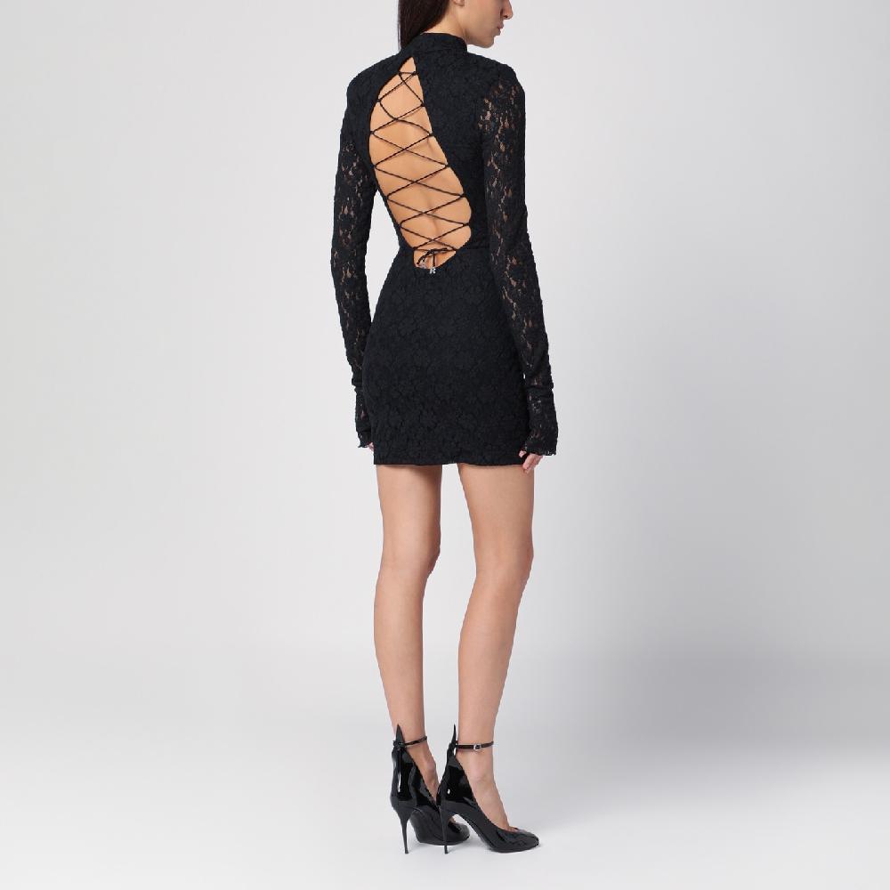 ROTATE Birger Christensen Mini abito nero in pizzo Novità