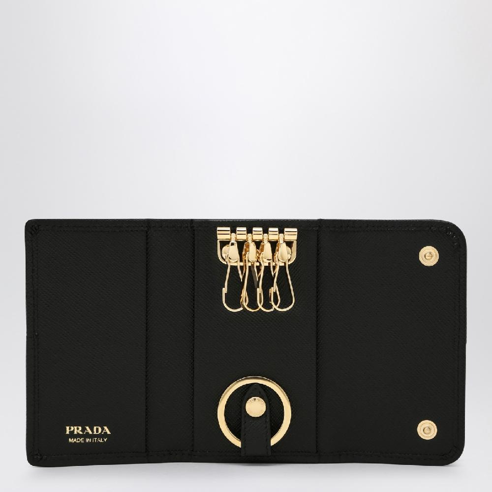 Prada Portachiavi nero in Re-Nylon Presa