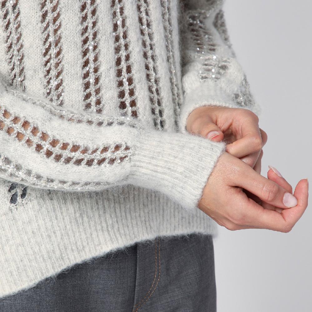 Brunello Cucinelli Maglione Dazzling Net grigio perla Comprane uno, ottenene uno gratis