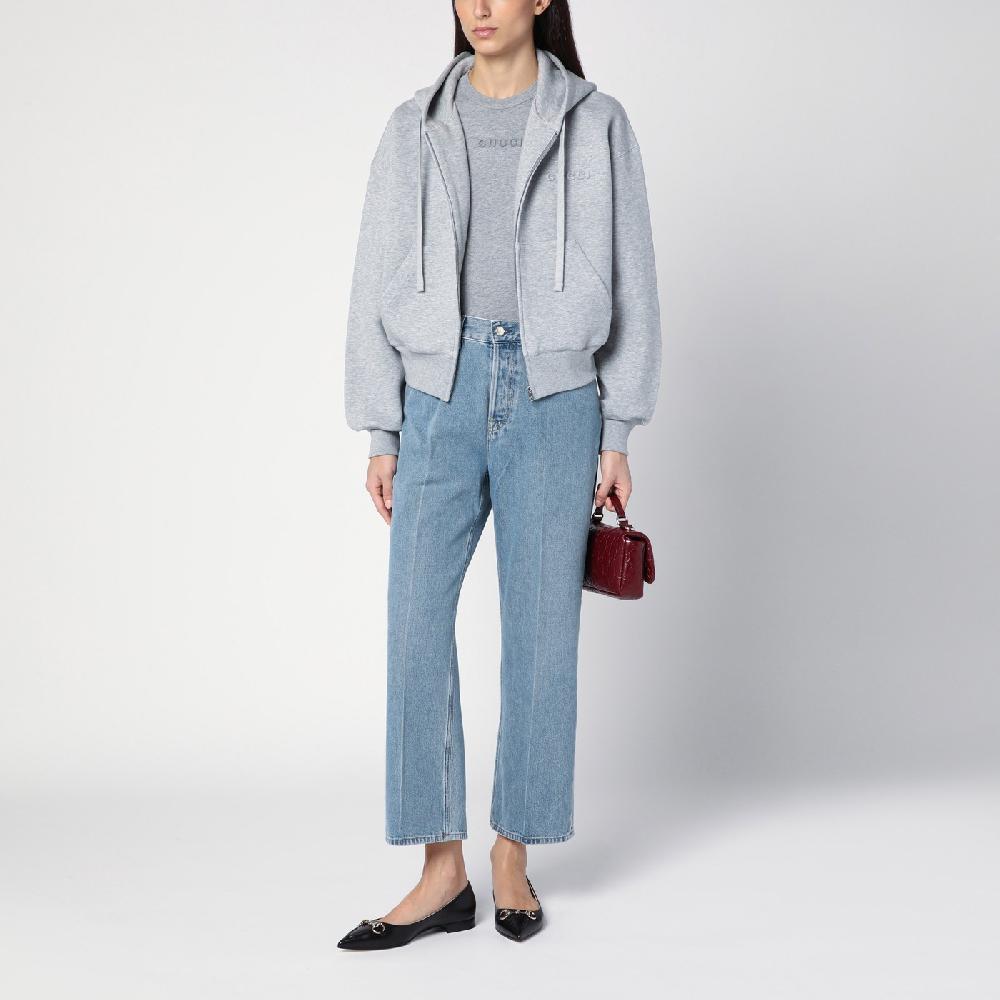 GUCCI Felpa grigia mélange in misto cotone Outlet