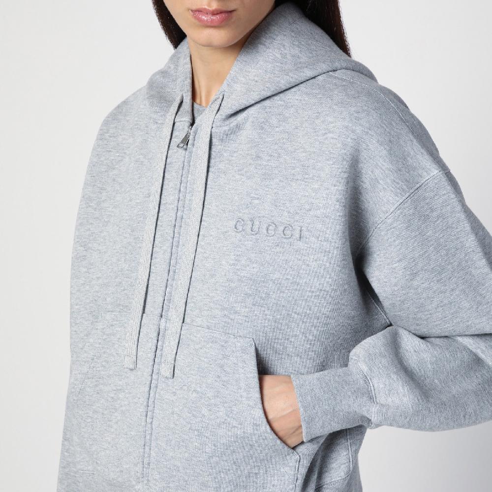 GUCCI Felpa grigia mélange in misto cotone Outlet