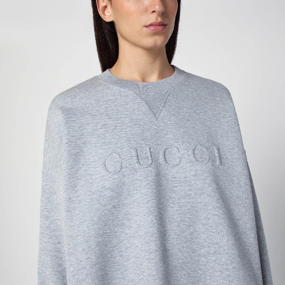 GUCCI Felpa grigia mélange in misto cotone In Vendita