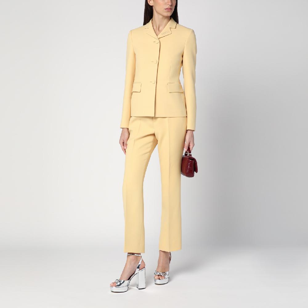 GUCCI Pantalone color crema in crêpe di lana Saldi Di Fabbrica