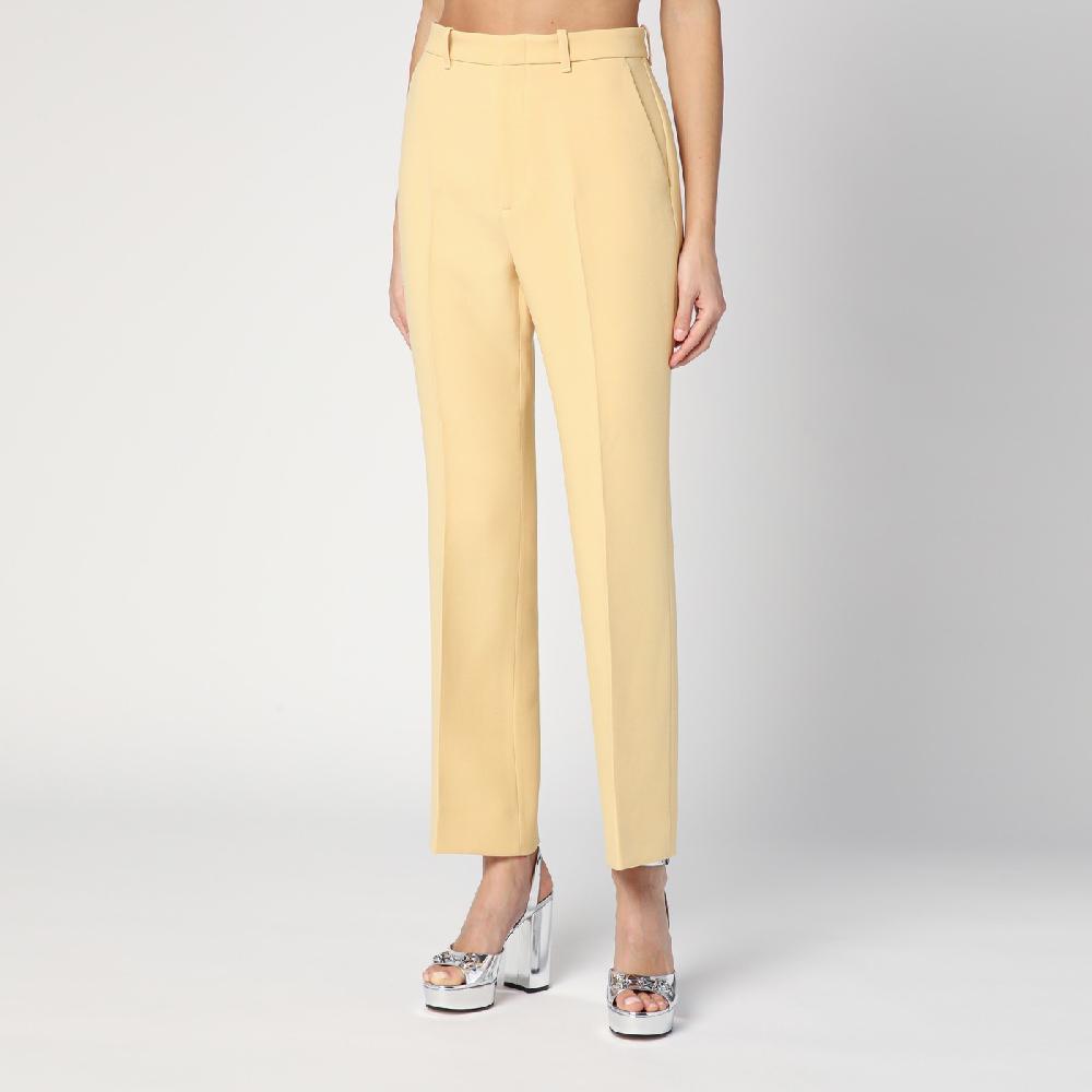 GUCCI Pantalone color crema in crêpe di lana Saldi Di Fabbrica