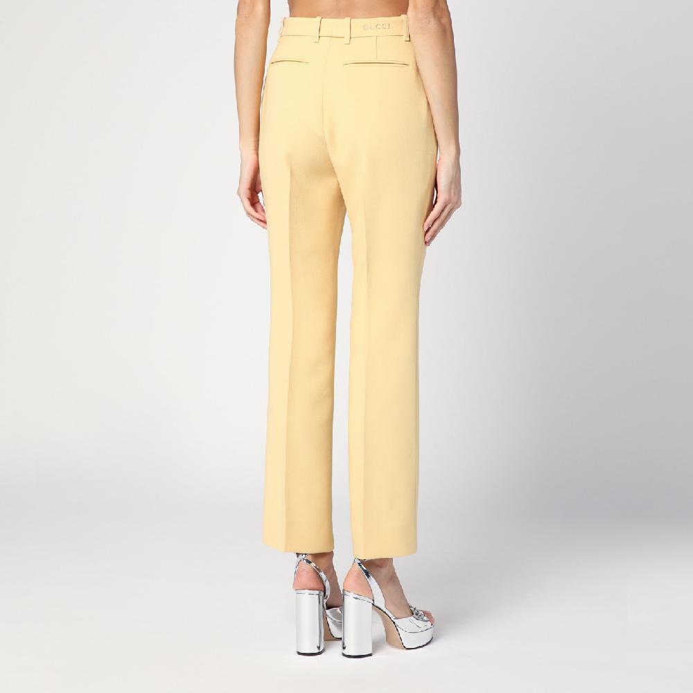 GUCCI Pantalone color crema in crêpe di lana Saldi Di Fabbrica