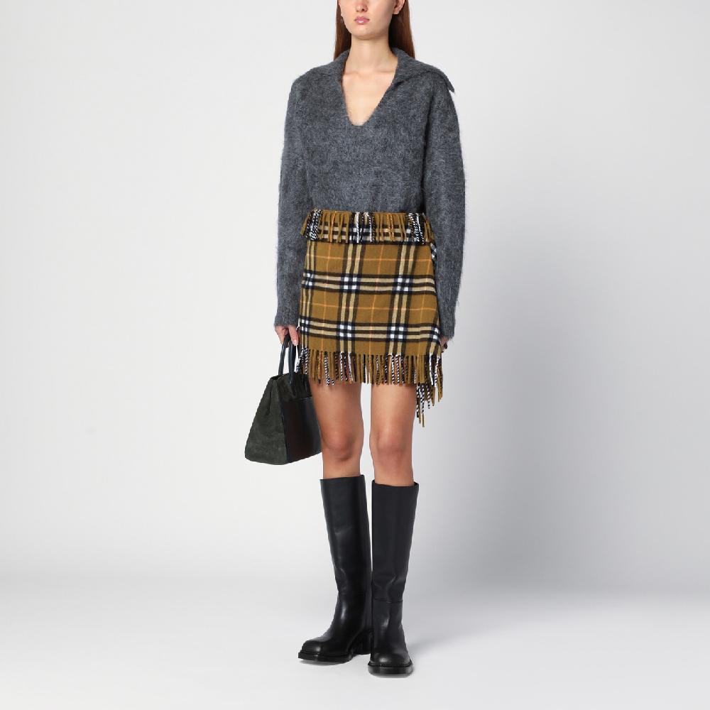 Burberry Gonna stile sciarpa in lana e cashmere motivo Check Nuova