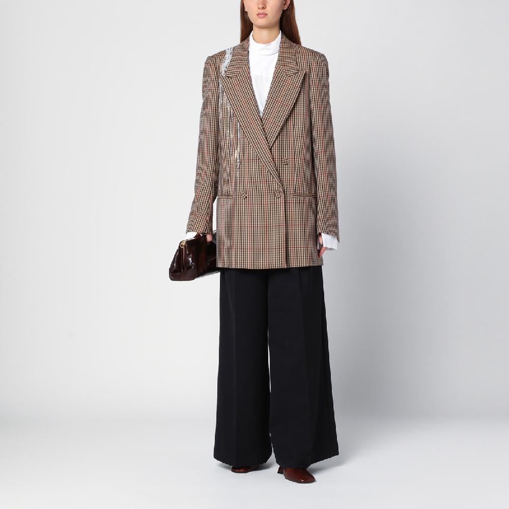 Dries Van Noten Giacca doppiopetto con motivo vichy in lana 2025