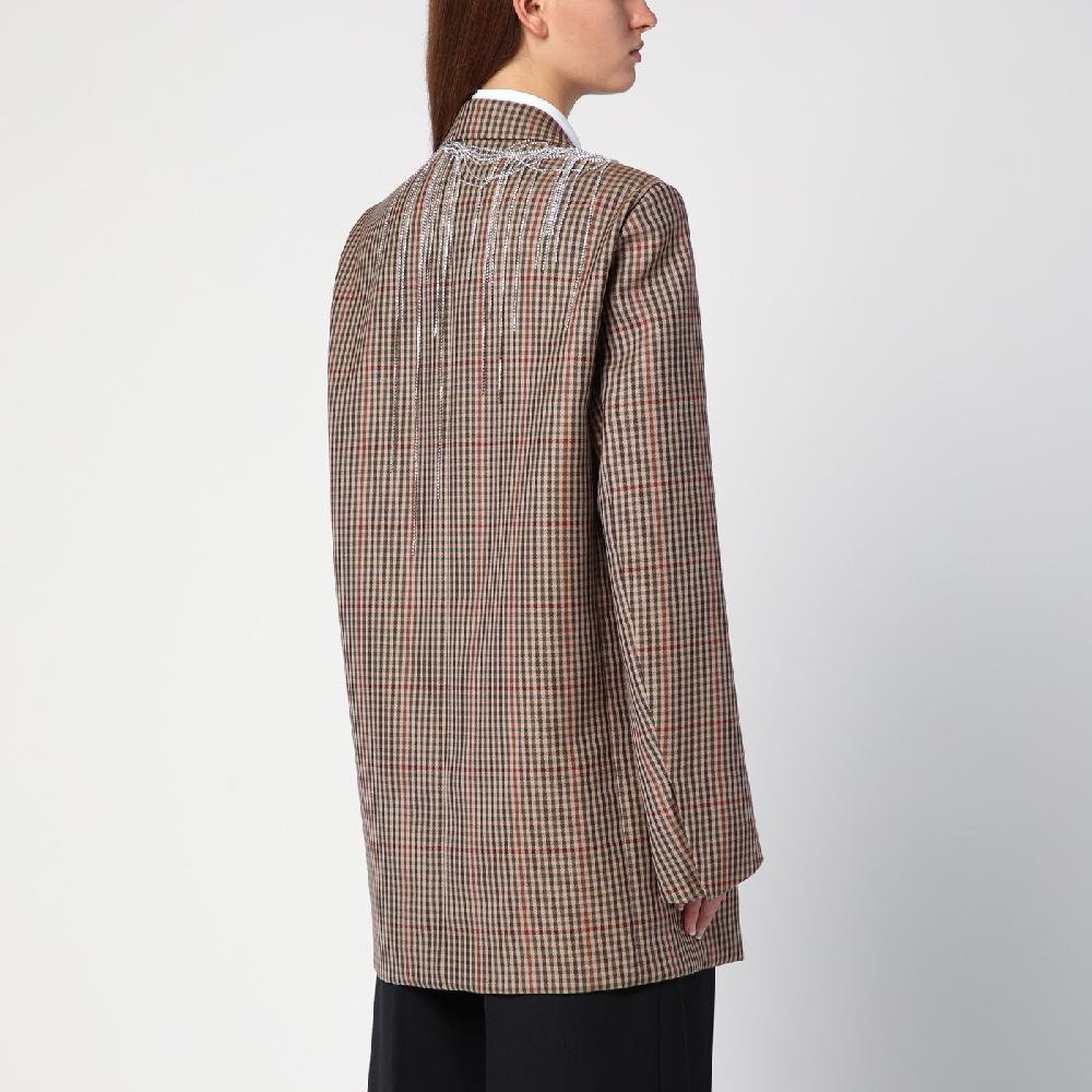 Dries Van Noten Giacca doppiopetto con motivo vichy in lana 2025