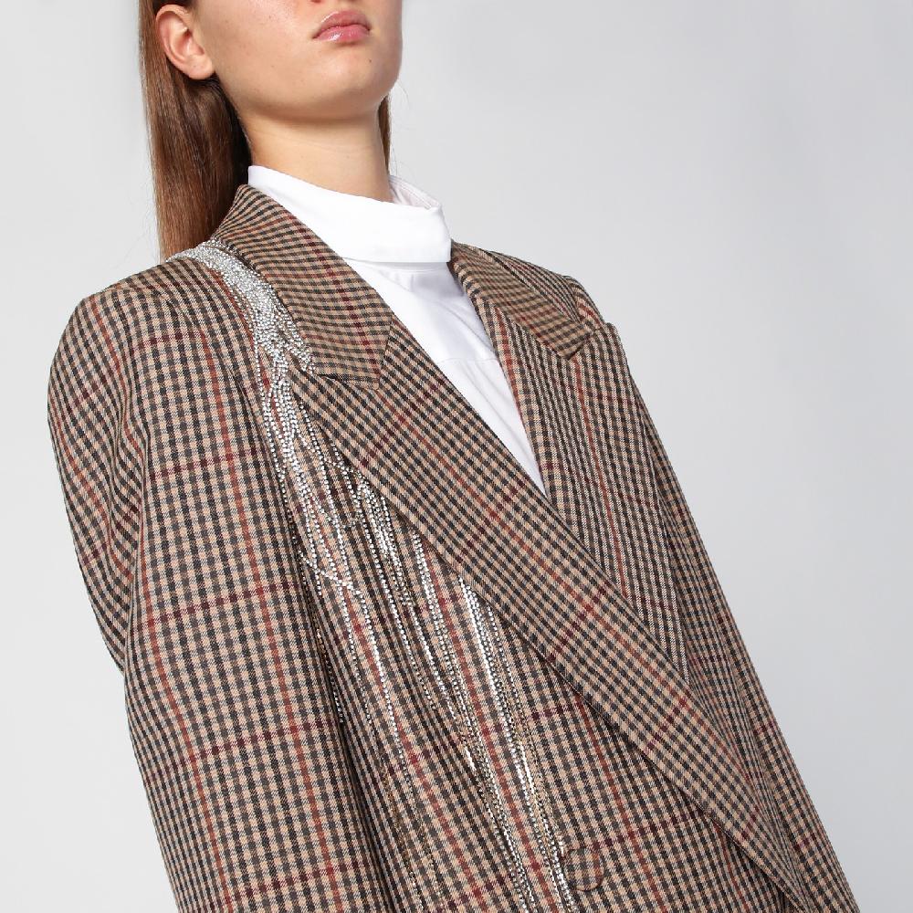 Dries Van Noten Giacca doppiopetto con motivo vichy in lana 2025