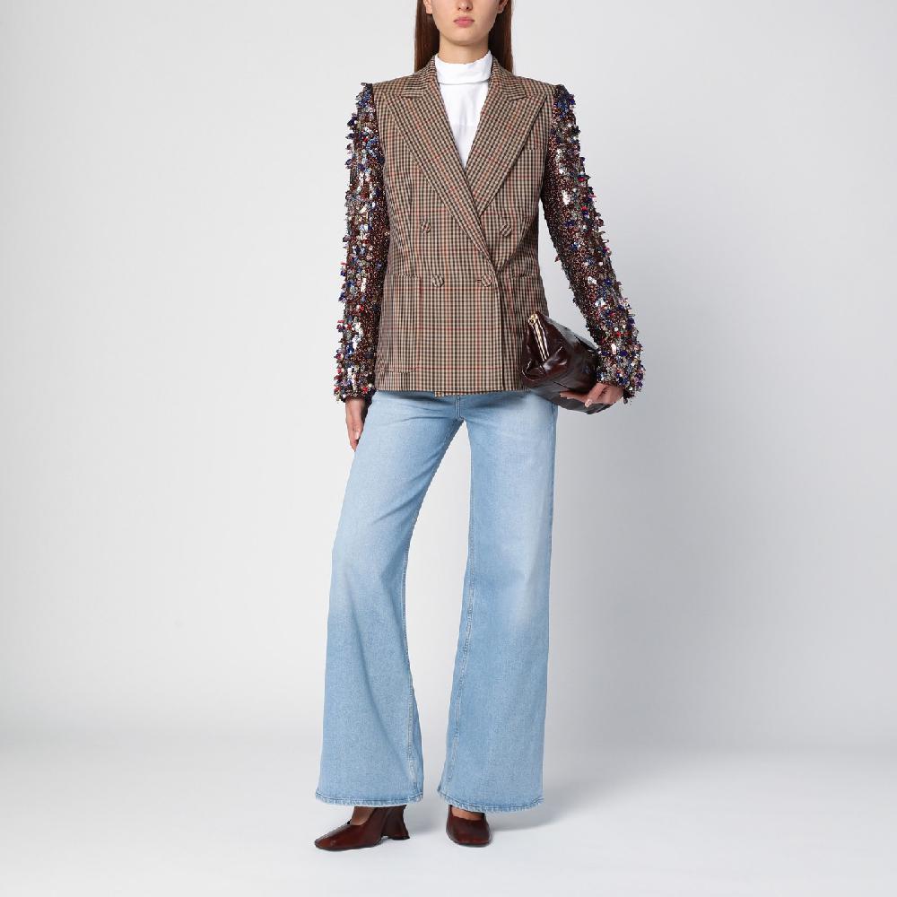 Dries Van Noten Giacca doppiopetto con motivo vichy e paillette Italy