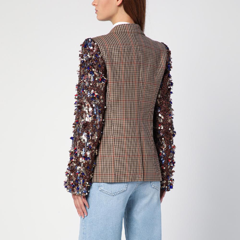 Dries Van Noten Giacca doppiopetto con motivo vichy e paillette Italy