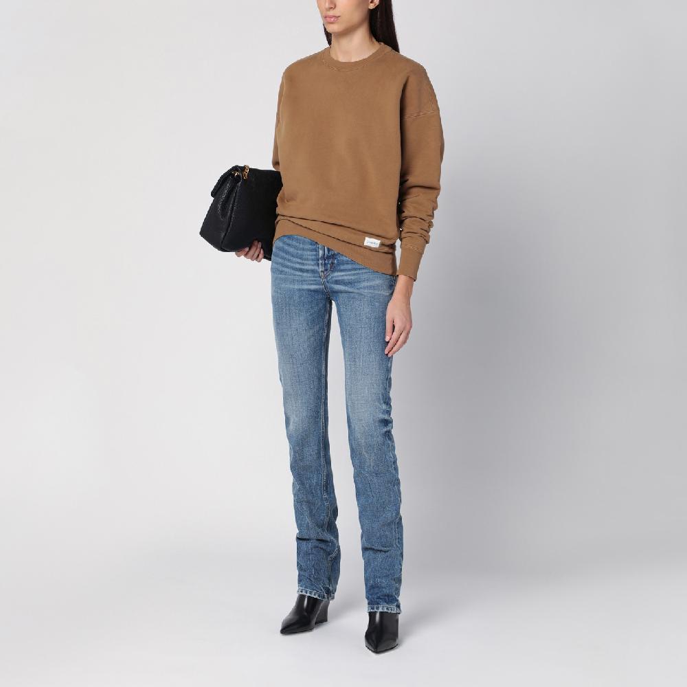 Saint Laurent Felpa color caramello in cotone felpato Qualità